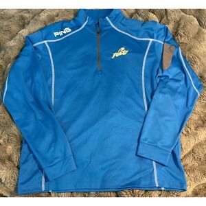 PING Golf Pullover Long Sleeve 1/4 Zip FGCU Eagle Logo Blue Men's L